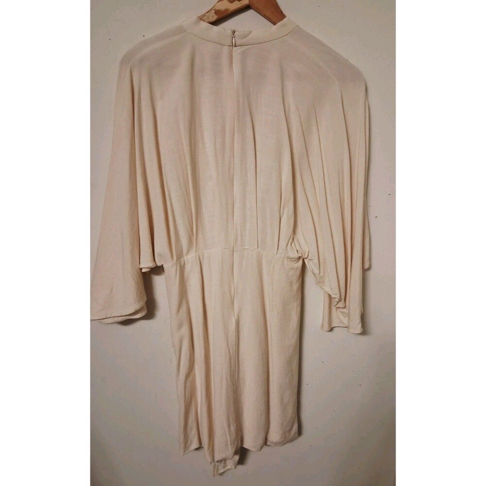 Mable Dolman Sleeve Dress V Neck Ivory Sz S Linen Viscose Flaw * - Picture 3 of 10